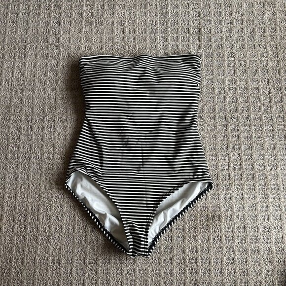 Solid & Striped Other - DKNY Striped Strapless Womens 10 Black White One Piece Swimsuit Bathing Suit
